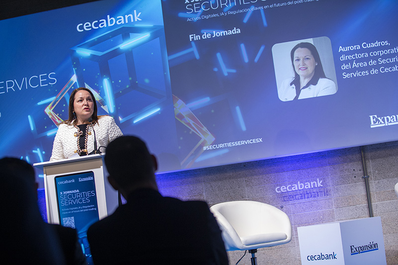 Discurso de Aurora Cuadros, diretora corporativa de Securities Services do Cecabank, no encerramento da jornada.